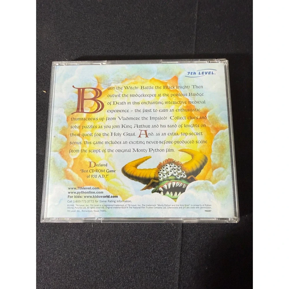 7th Level Monty Python Quest Holy Grail PC Game 1996 CD-ROM Excellent Windows 95